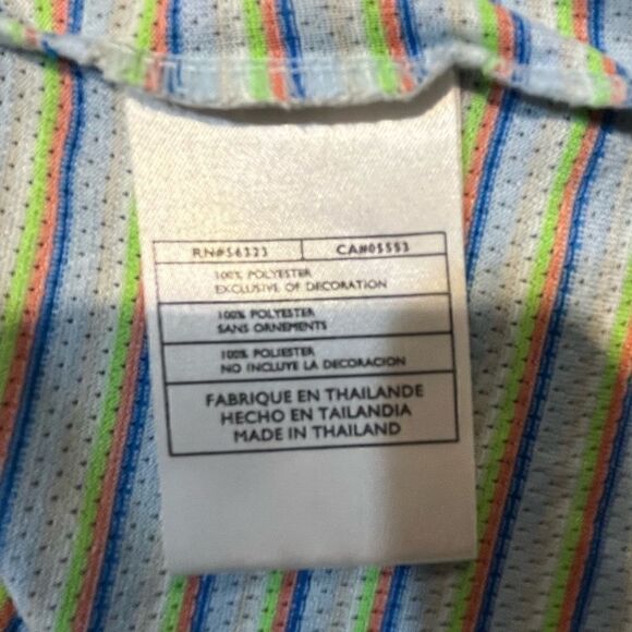 NIKE GOLF Short Sleeve Striped Golf Shirt Blue Neon Yellow Boy’s Large 12-14 - Picture 6 of 6